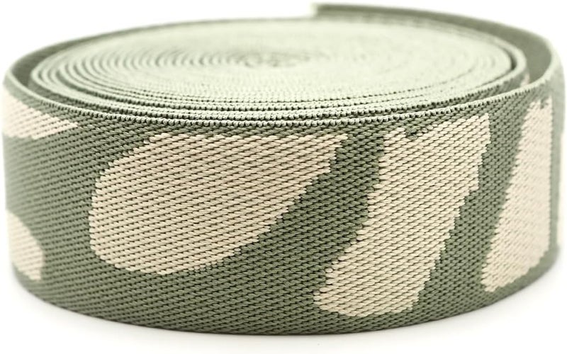 CRAFTMEMORE 1.5 Inches Cotton Poly Webbing Strap, Nature Leaf Pattern Heavy Webbing for Arts and Crafts, Bag Strap (Olive Green Ivory x 5 Yards) - Image 2